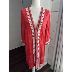Soft Surroundings Tunic Womens Petite Small Embroidered Kaftan Boho Tassel Trim